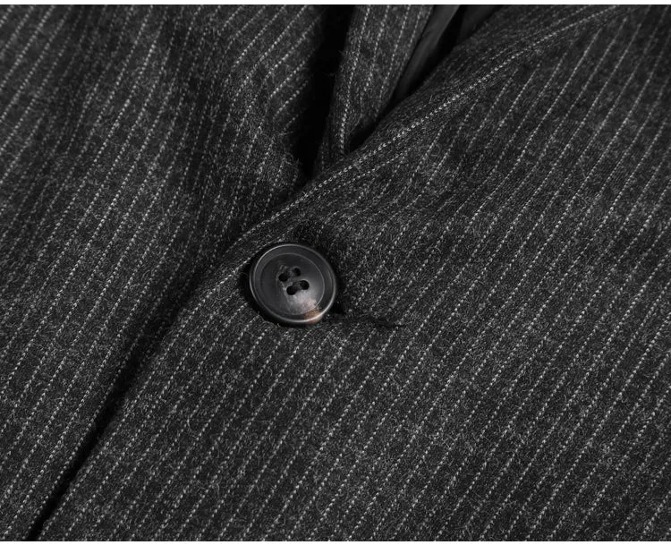 Men's Autumn/Winter Woolen Slim Striped Business Blazer