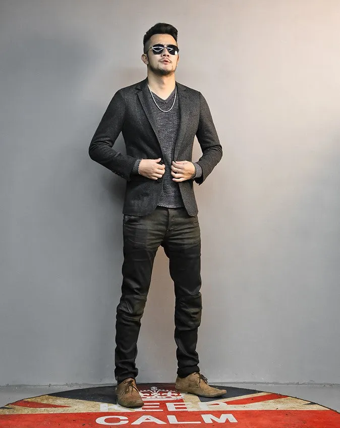 Men's Autumn/Winter Woolen Slim Striped Business Blazer