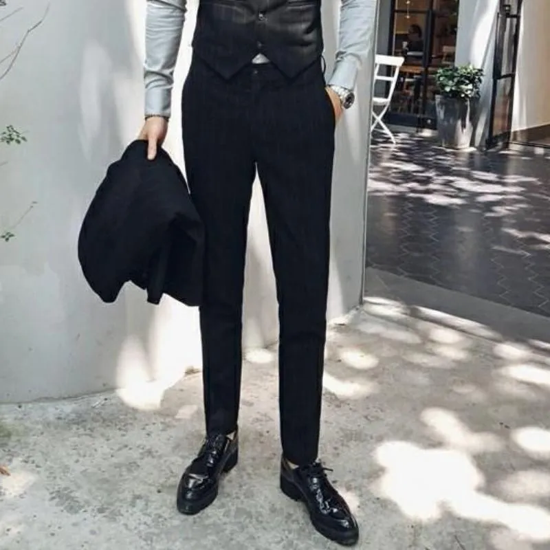 Men's Spring Slim Fit Striped Suit | Blazer & Vest & Pants