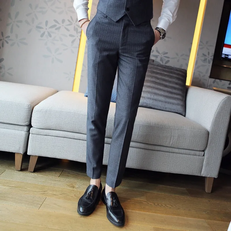Men's Striped Suit | Single Breasted Blazer & Vest & Pants