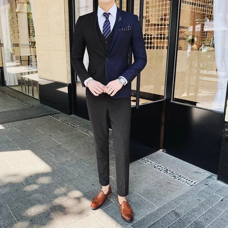 Men's Striped Suit | Single Breasted Blazer & Vest & Pants