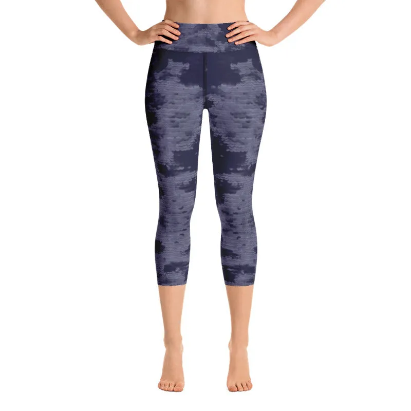 Midnight Mermaid High Waist Yoga Capri Leggings