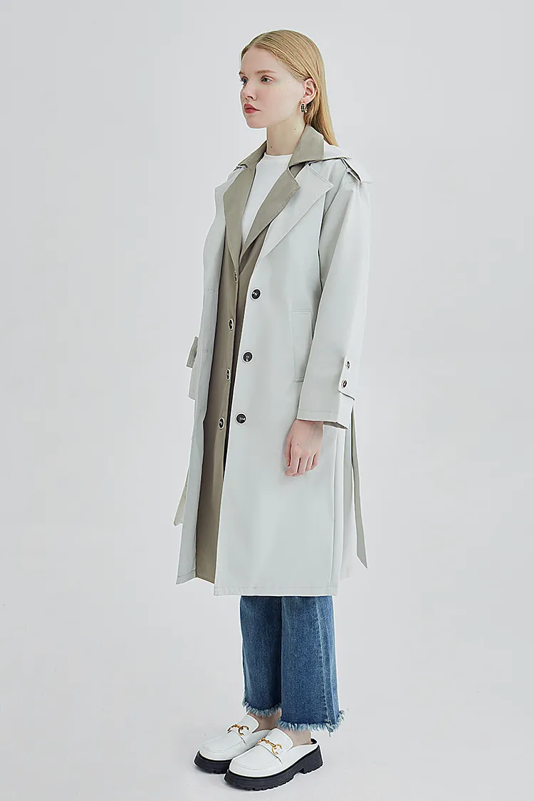 MSHI CLUB women's workwear windbreaker jacket female retro loose casual British wind in the long paragraph coat