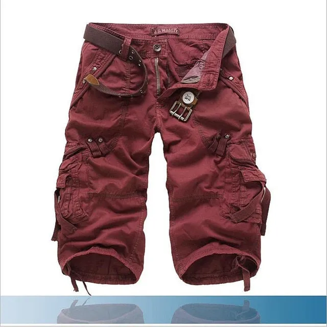 New Brand Summer Camouflage Loose Cargo Shorts Men Camo Summer Short Pants Homme Cargo Shorts NO BELT