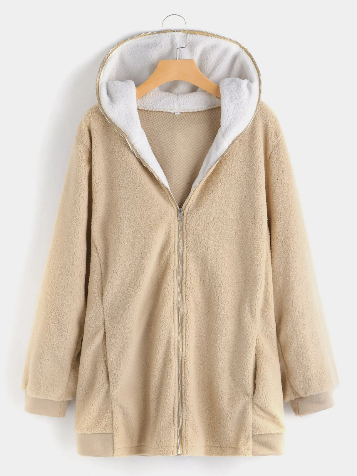 OEM ODM Plain Hooded Long Sleeve Khaki Plus Size Coats & Jackets