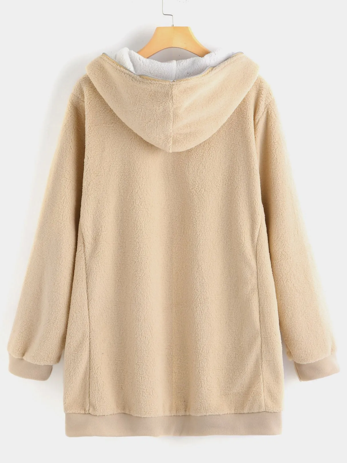 OEM ODM Plain Hooded Long Sleeve Khaki Plus Size Coats & Jackets