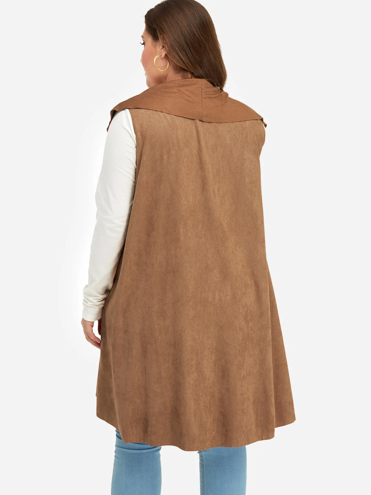 OEM ODM Plain Sleeveless Brown Plus Size Coats & Jackets