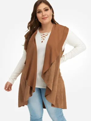 OEM ODM Plain Sleeveless Brown Plus Size Coats & Jackets