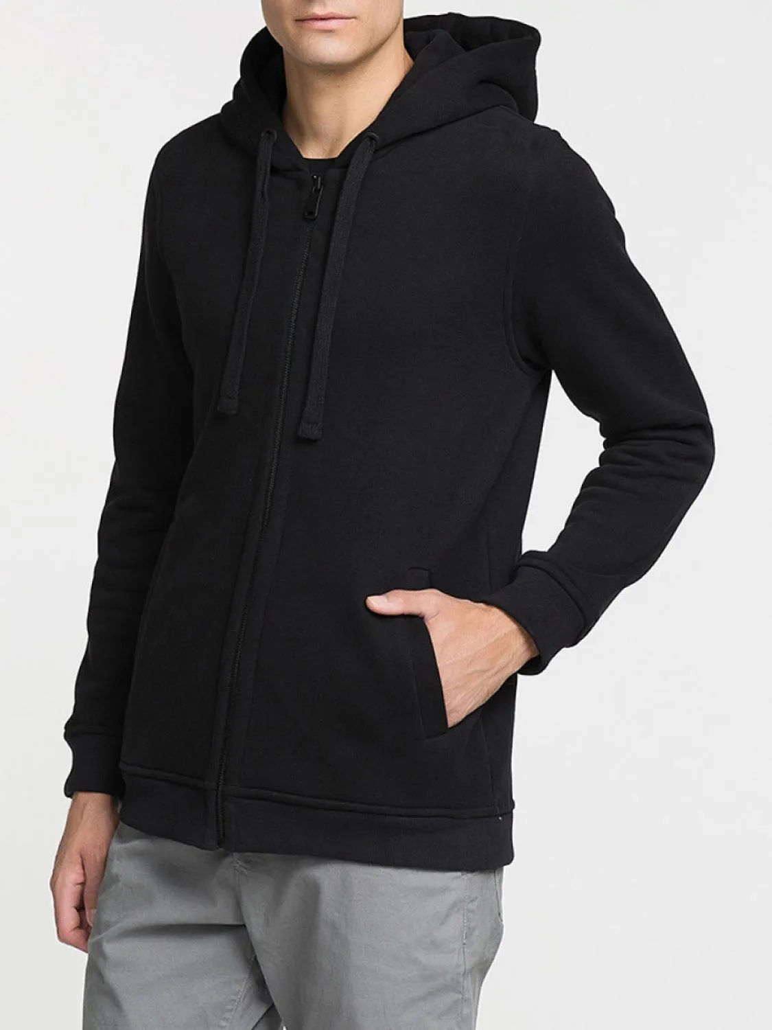 Organic Cotton Zip Up Hoodie Black