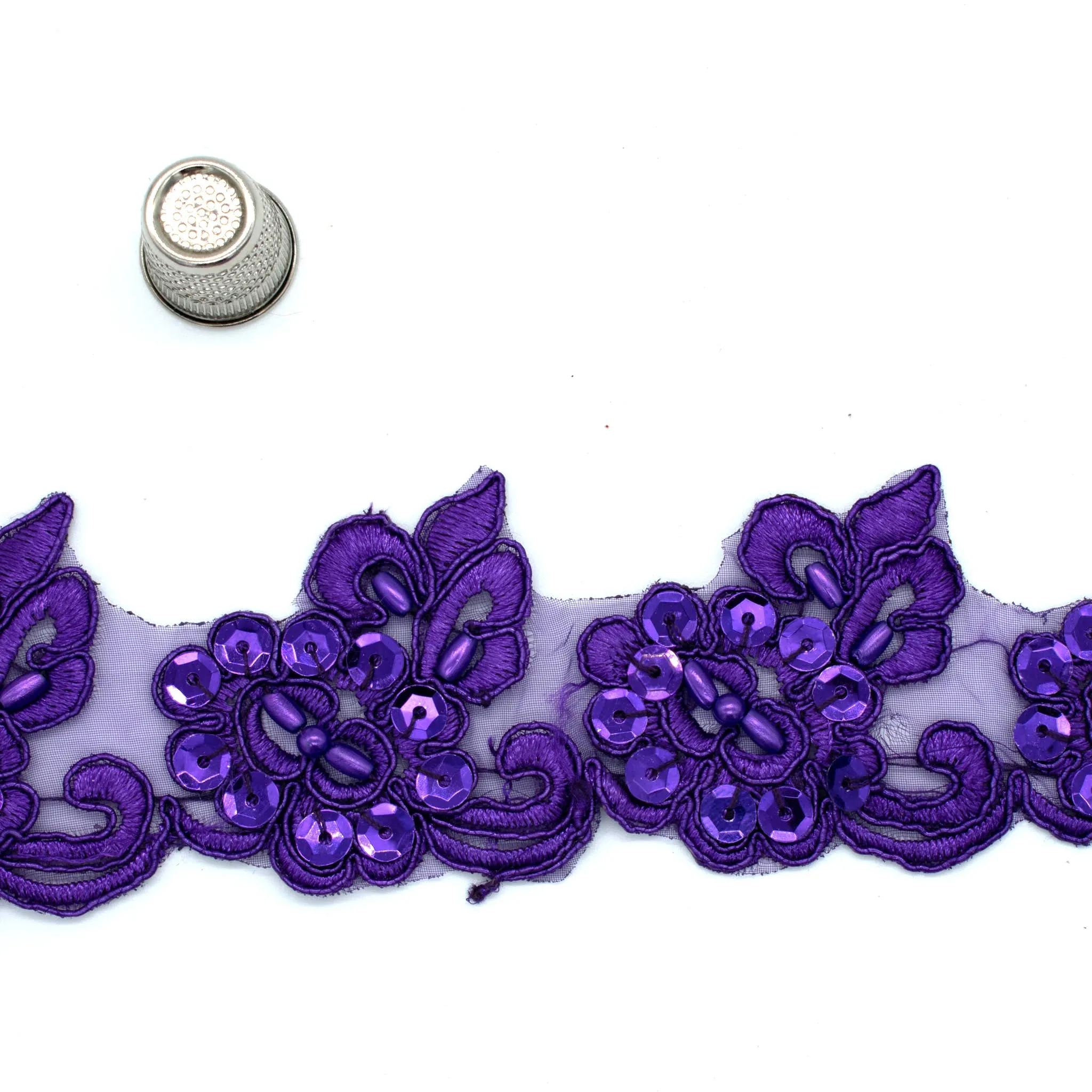 Pearl Sequin Floral Lace Trim