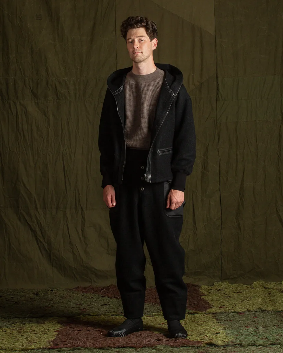 Pilgrimage Hoodie - Black Wool Boucle Knit