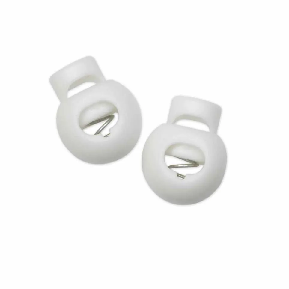 Plastic Round Cord Stops - White - 2 pcs