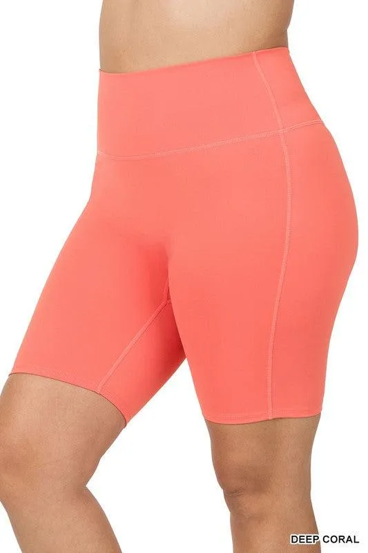 Plus Size Athletic High Rise Biker Shorts