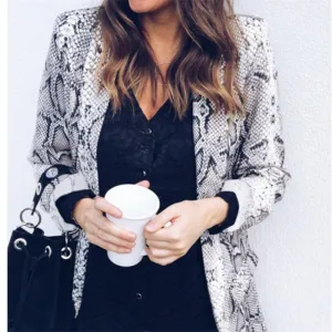 Popular Sexy Snake Print Leopard Stripes Long Sleeved Women Tops Blazer