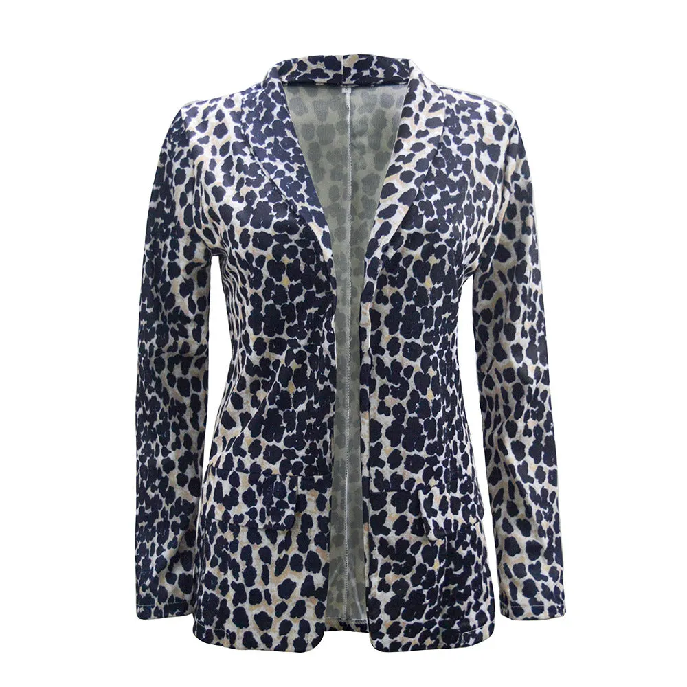 Popular Sexy Snake Print Leopard Stripes Long Sleeved Women Tops Blazer