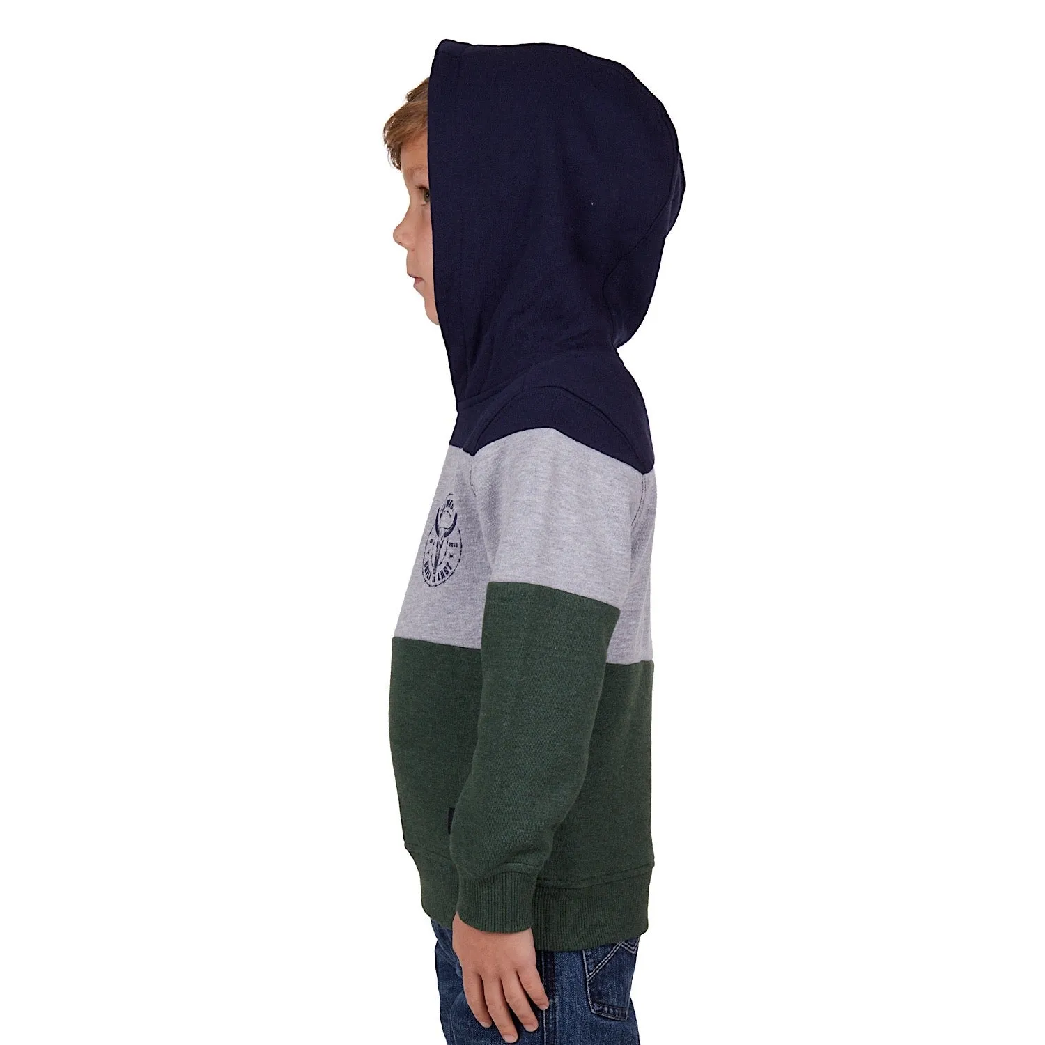 Pure Western Boys Hopkins Pullover Hoodie Navy/Green