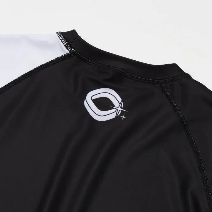 REBELLIOUS BEHAVIOR RBLS SPCS LOGO HALF RASH GUARD (BLACK)