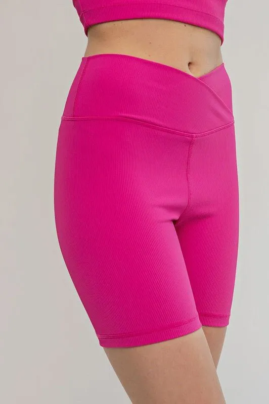 Ribbed V-Waist Biker Shorts