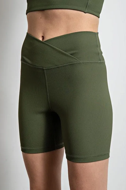Ribbed V-Waist Biker Shorts