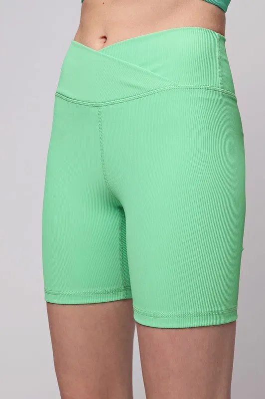 Ribbed V-Waist Biker Shorts