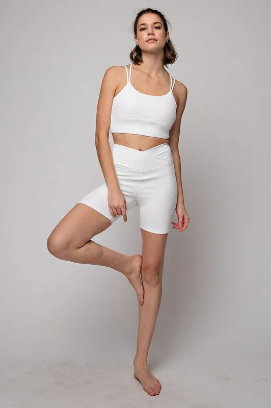 Ribbed V-Waist Biker Shorts
