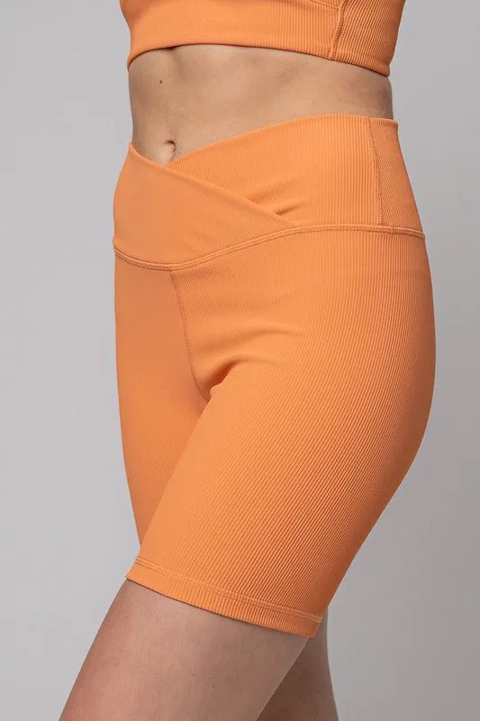 Ribbed V-Waist Biker Shorts