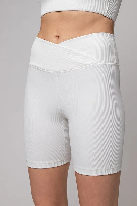 Ribbed V-Waist Biker Shorts