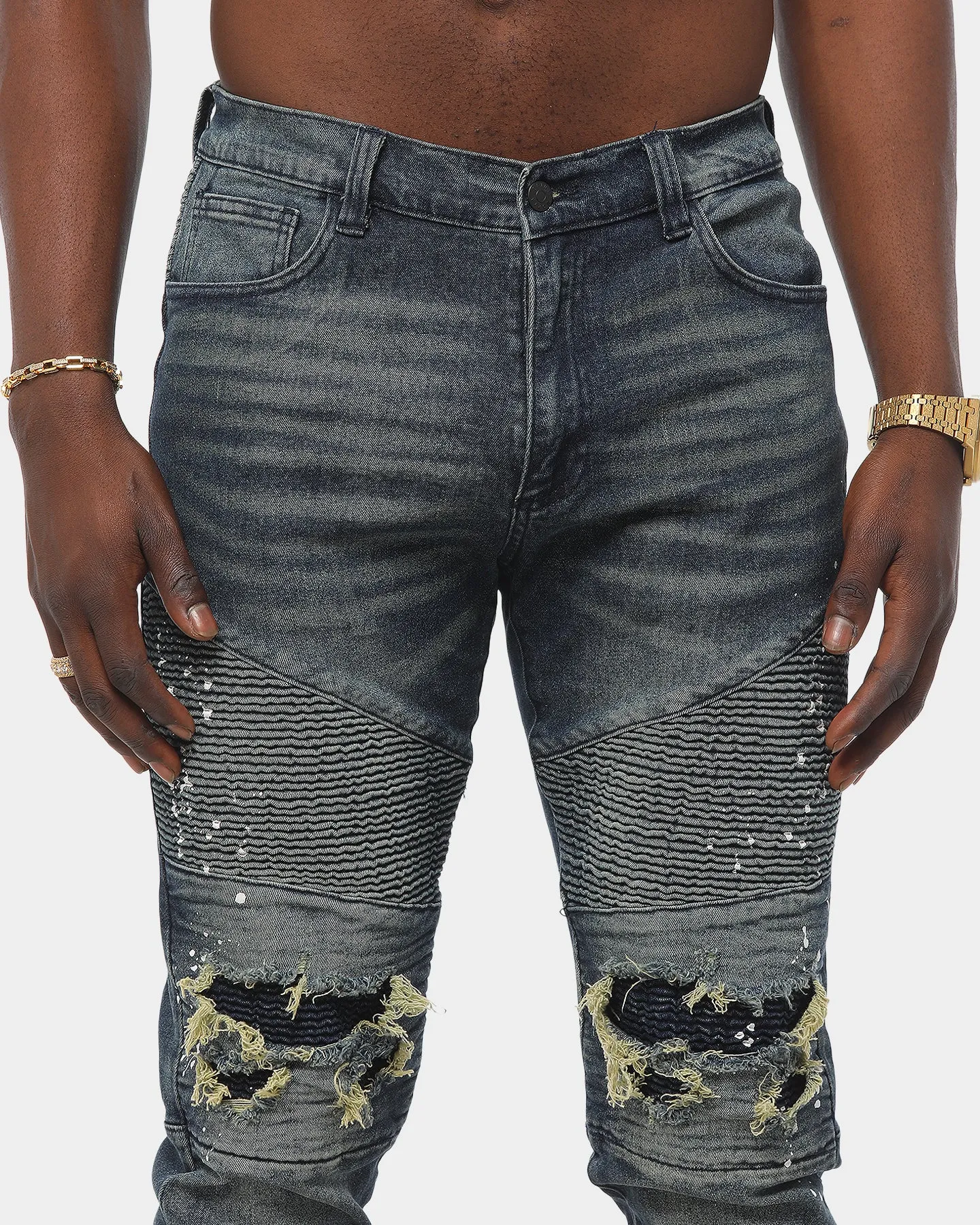 Saint Morta Artisan Biker Jean Superwash Blue