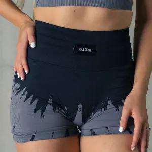 SEAMLESS SHATTER BIKER SHORTS - BLACK / GREY