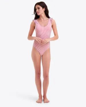 Seersucker Ruffle Tank One Piece
