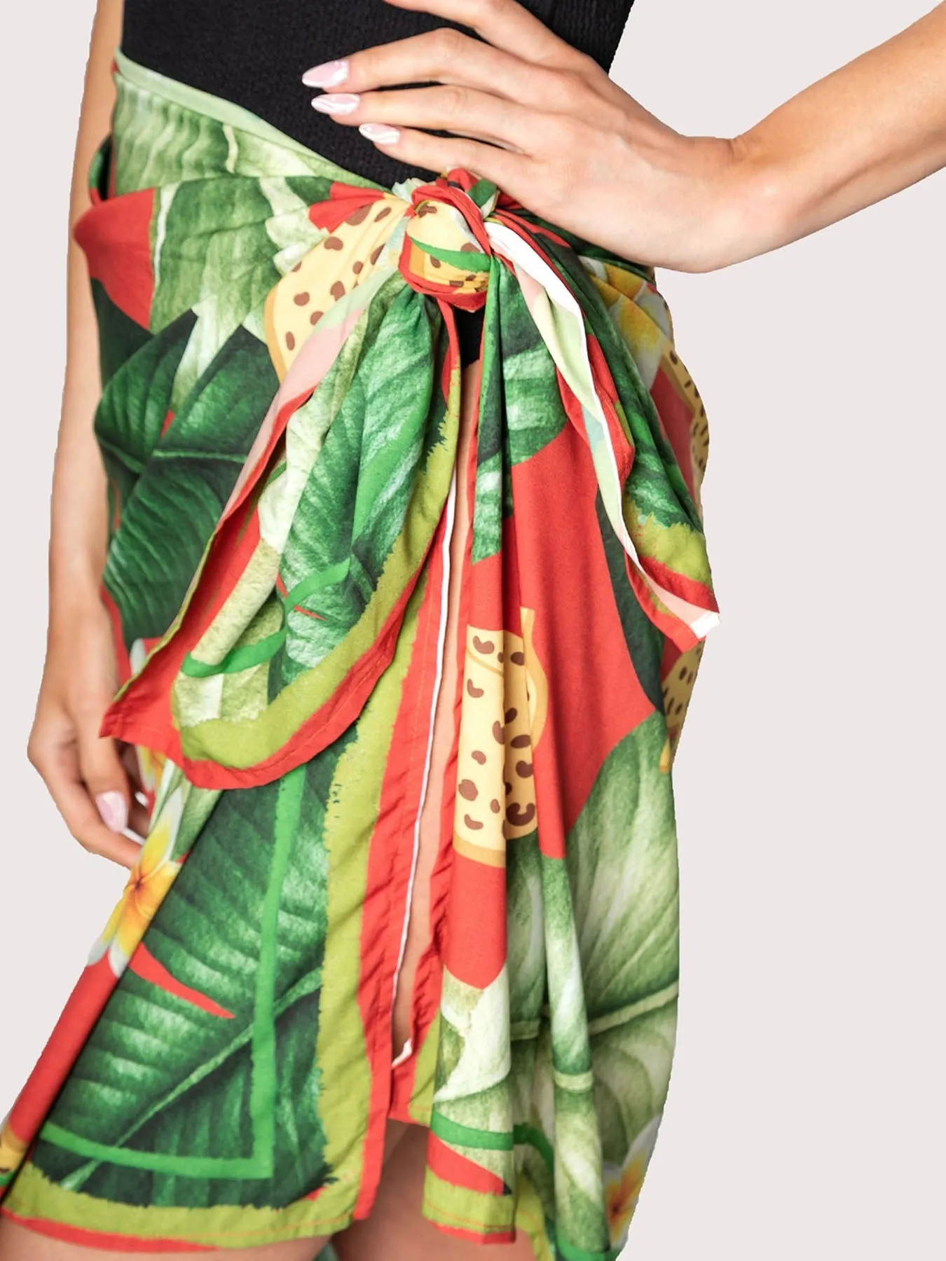 Short Sarong Cover-up, Floral Print