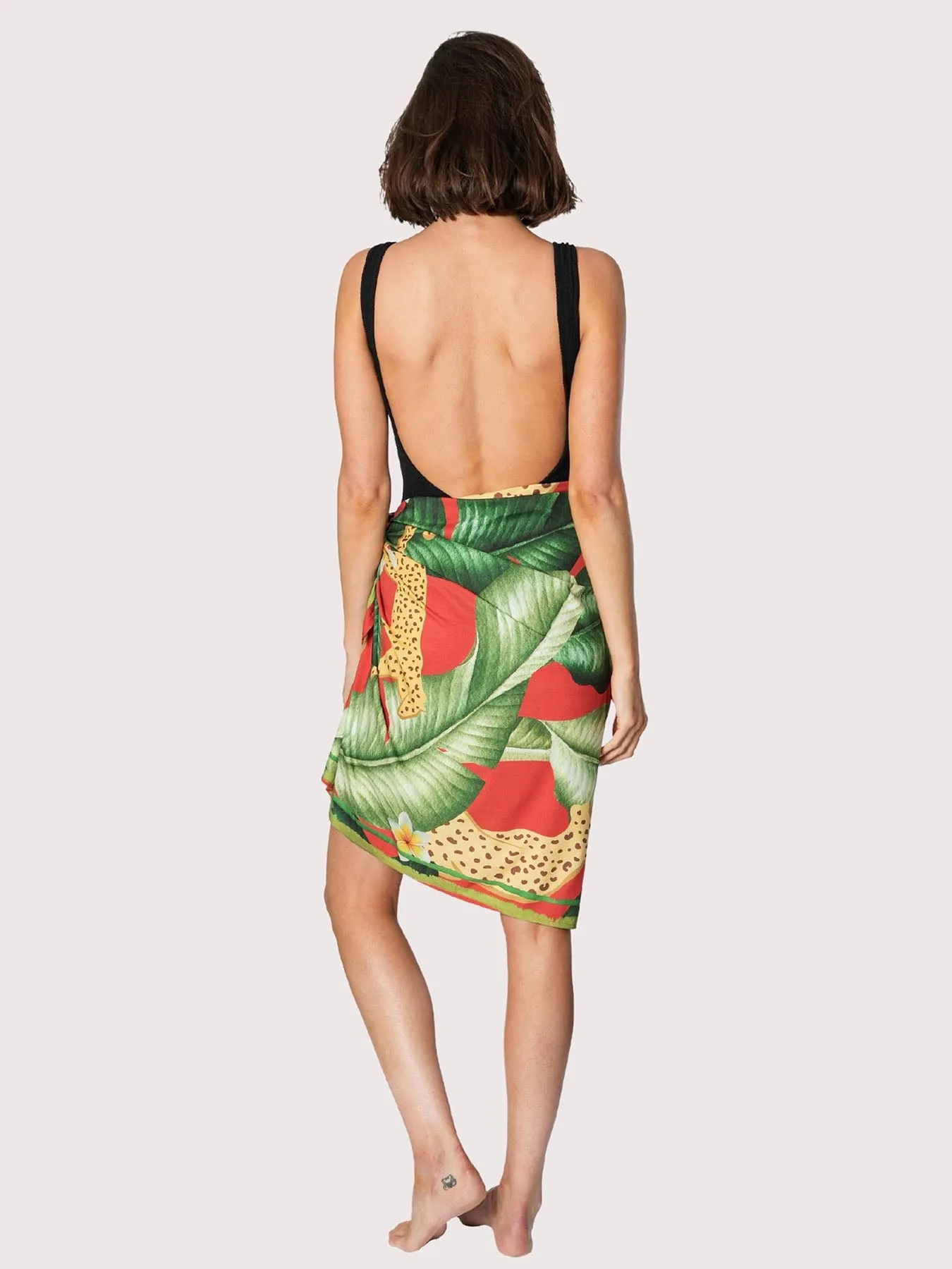 Short Sarong Cover-up, Floral Print