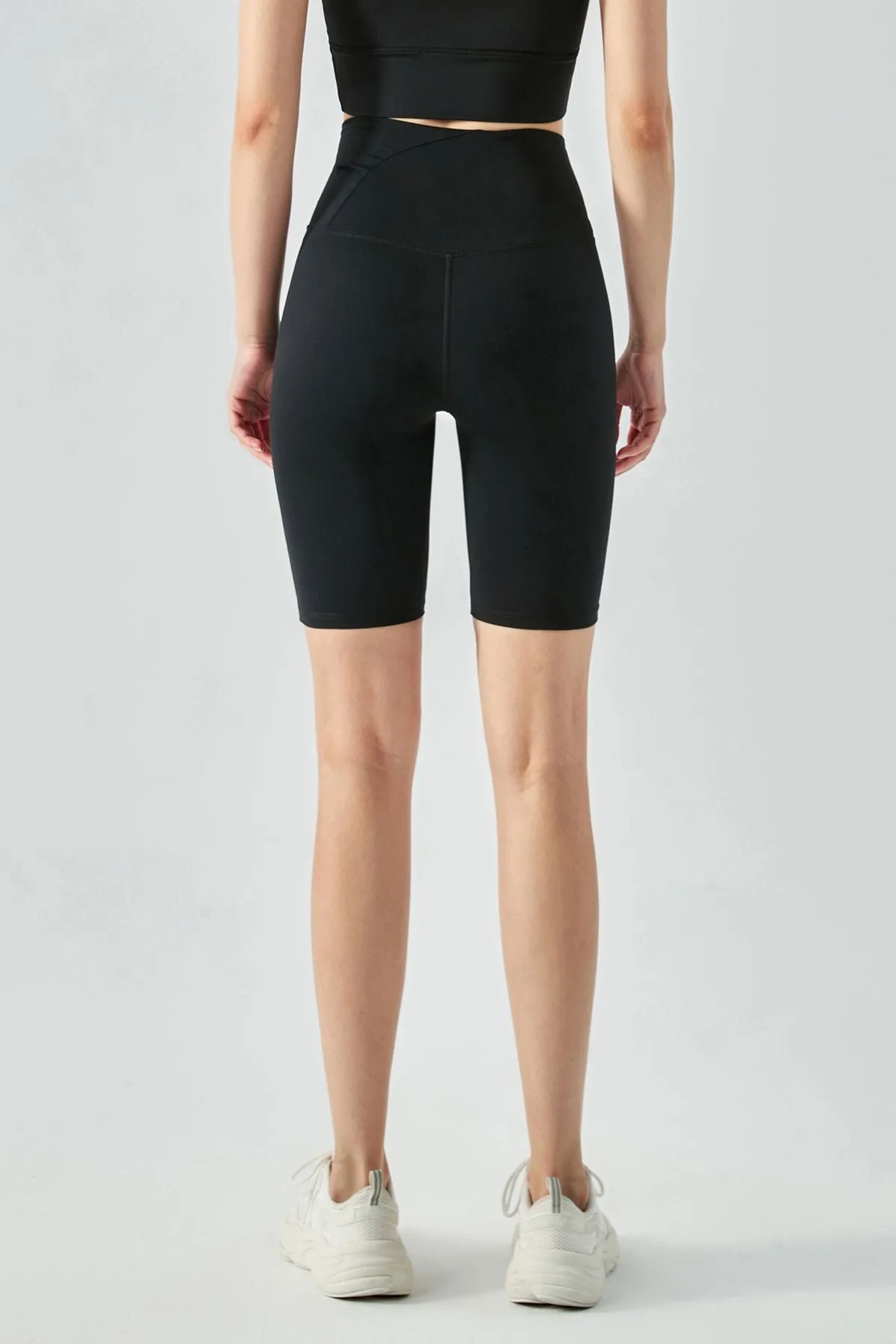 Side Ruched Asymmetrical Waistband Shorts