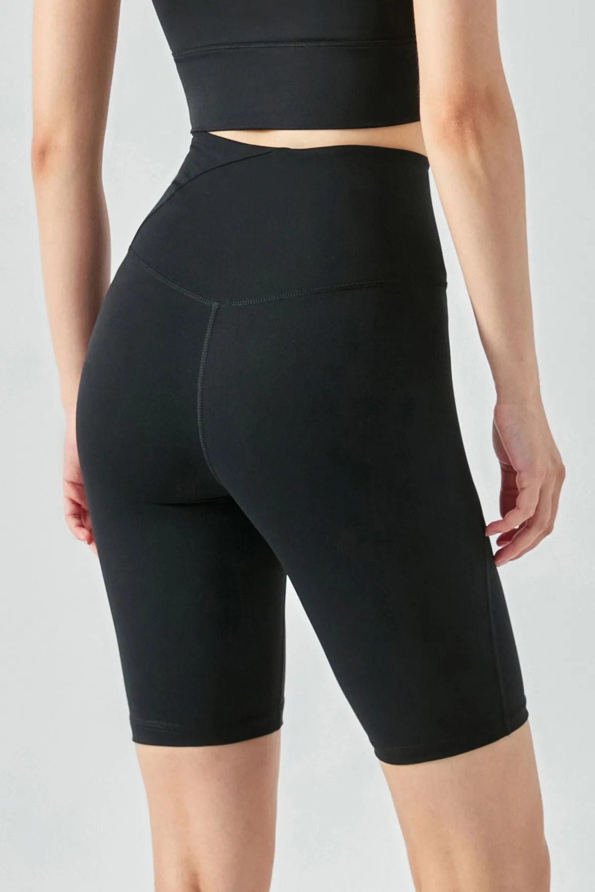 Side Ruched Asymmetrical Waistband Shorts