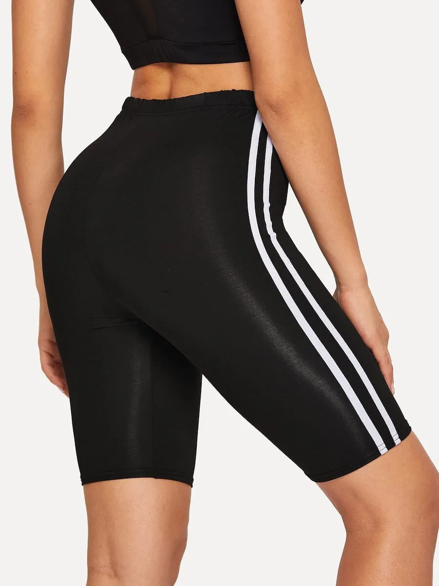 Side stripe biker shorts