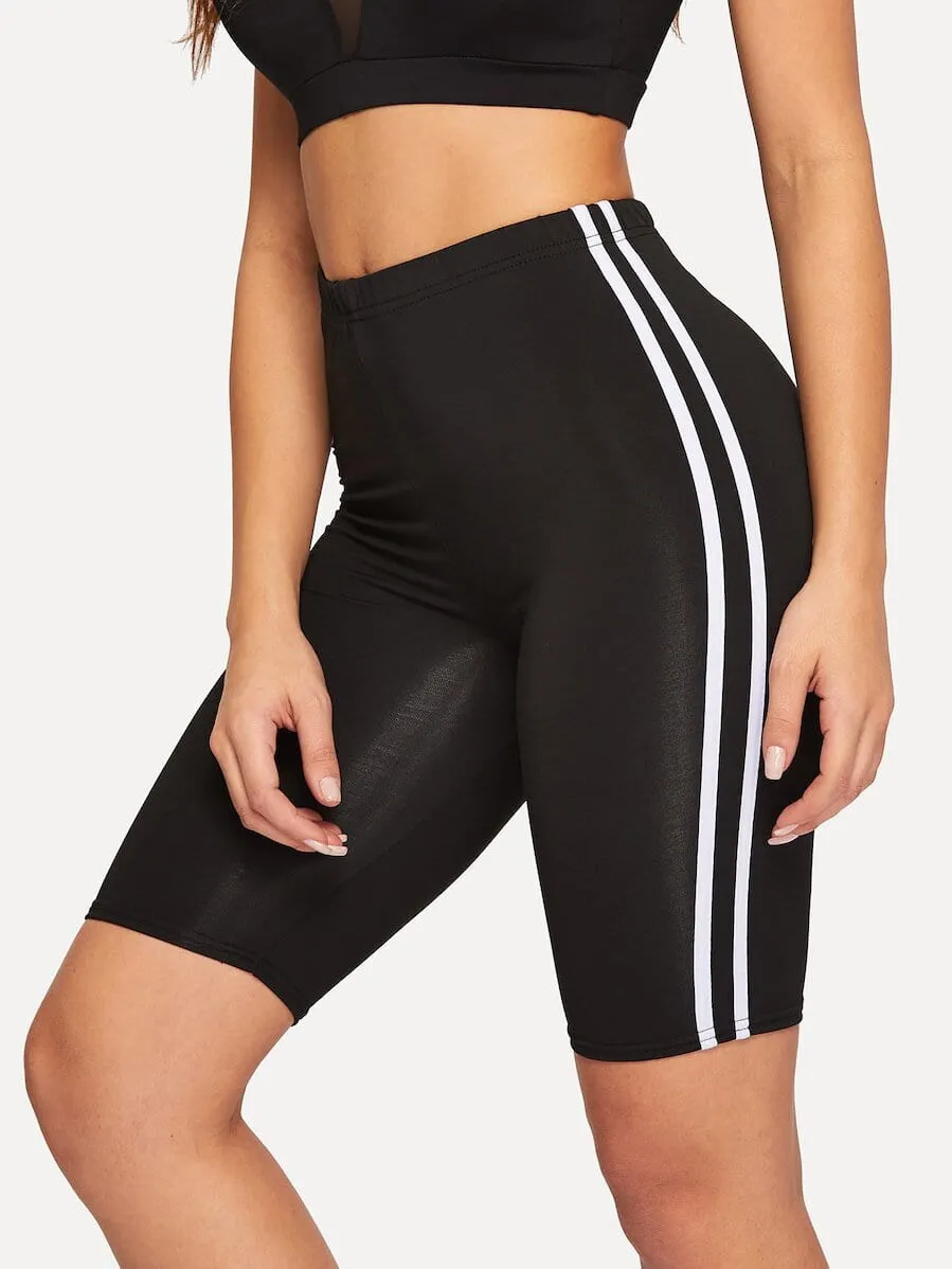 Side stripe biker shorts