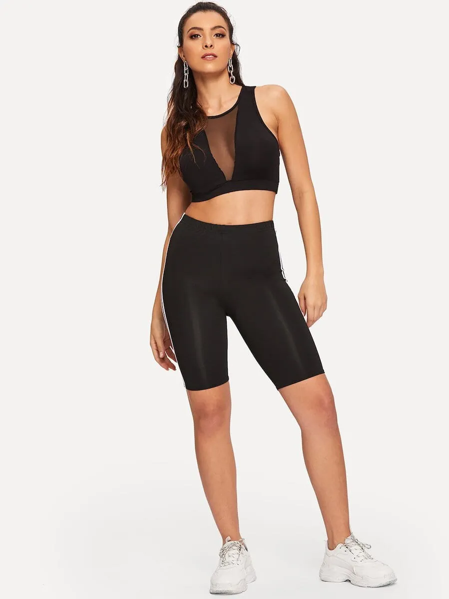 Side stripe biker shorts