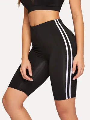 Side stripe biker shorts