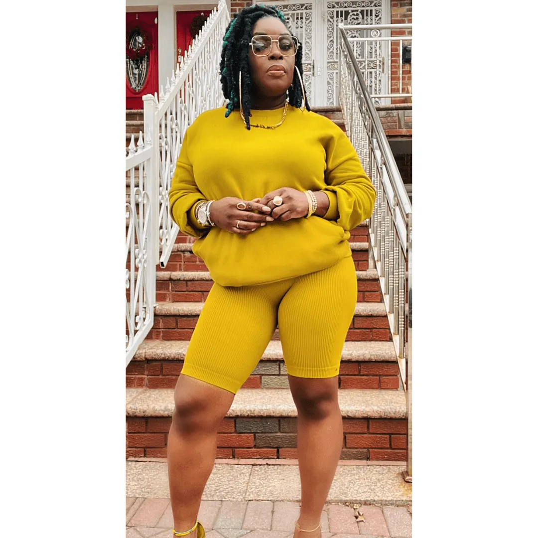 Soft Sweatshirt Biker Set (4 Colors)- Curvy Available