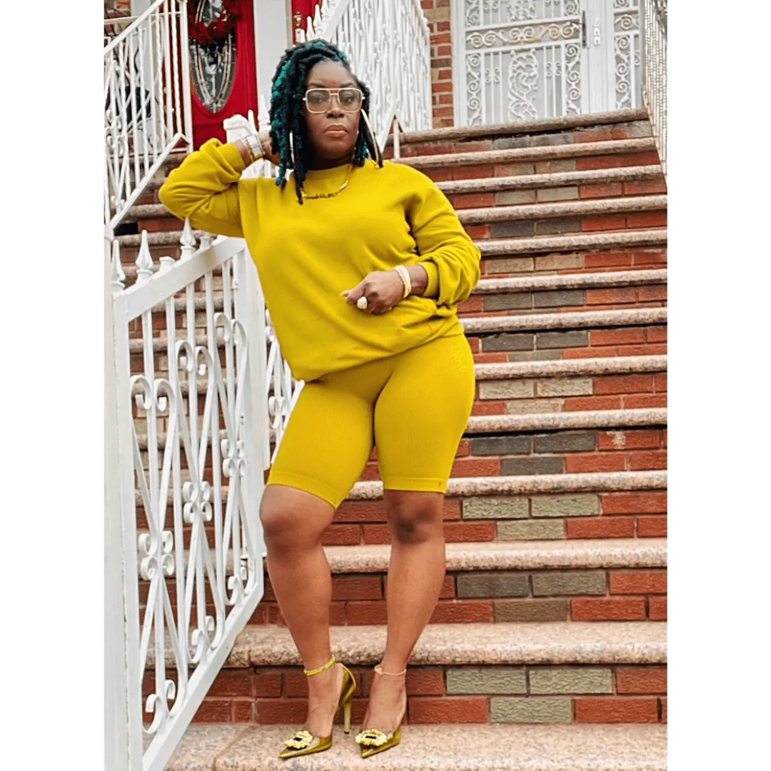 Soft Sweatshirt Biker Set (4 Colors)- Curvy Available
