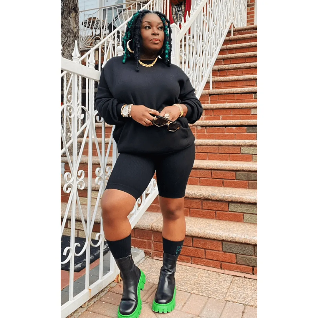 Soft Sweatshirt Biker Set (4 Colors)- Curvy Available
