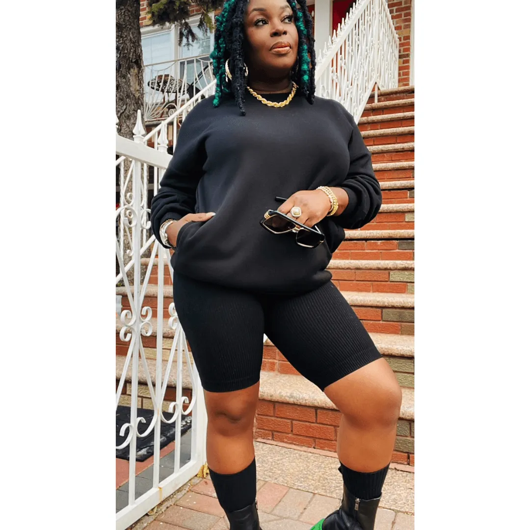 Soft Sweatshirt Biker Set (4 Colors)- Curvy Available