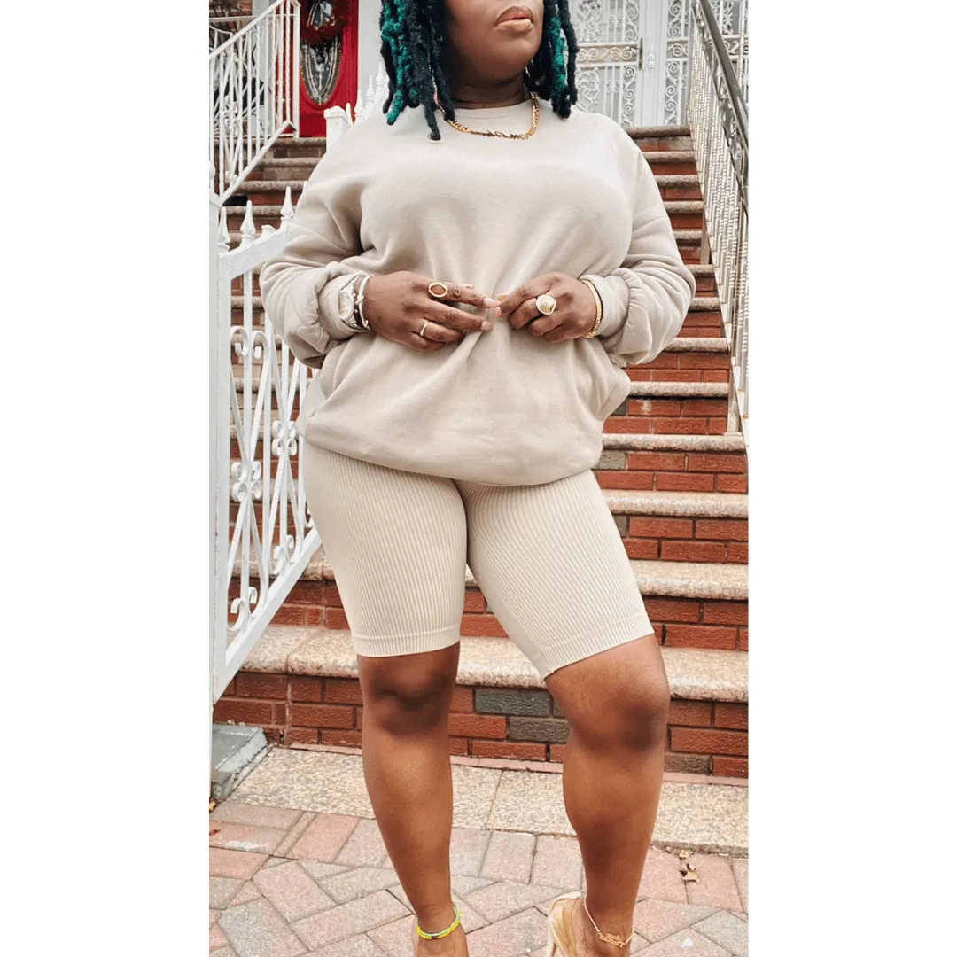 Soft Sweatshirt Biker Set (4 Colors)- Curvy Available