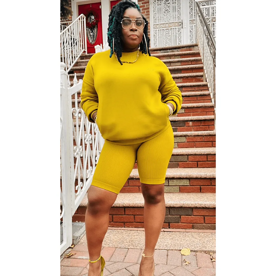 Soft Sweatshirt Biker Set (4 Colors)- Curvy Available