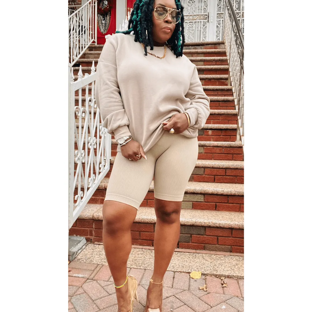 Soft Sweatshirt Biker Set (4 Colors)- Curvy Available