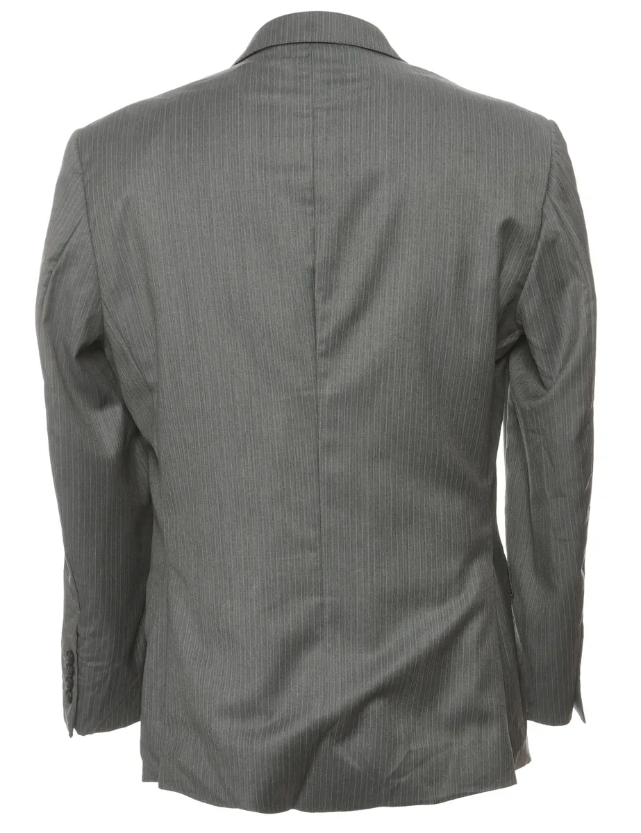 Striped Grey & White Blazer - M