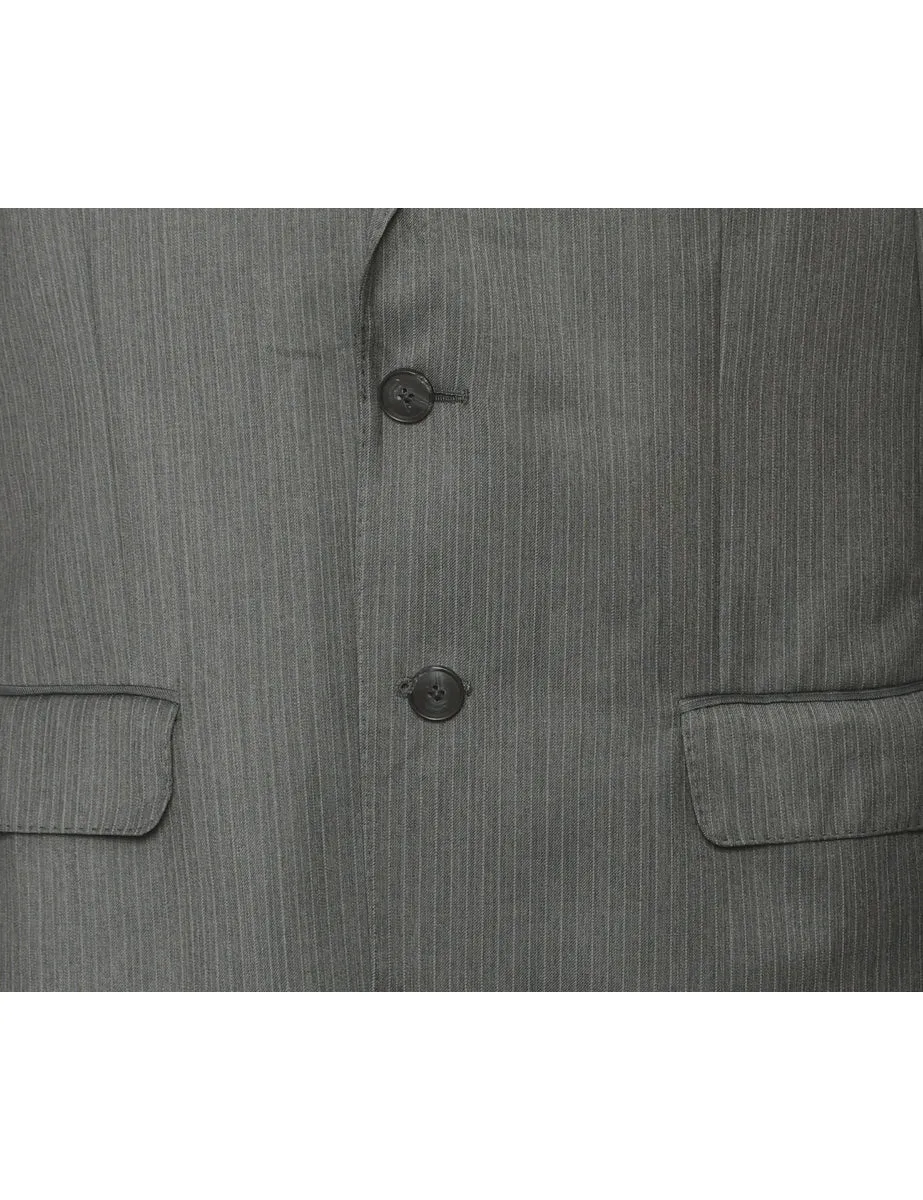 Striped Grey & White Blazer - M