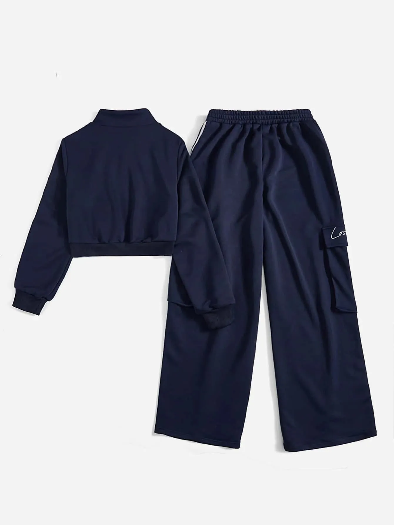 Striped Jacket And Flap Pocket Cargo Pants