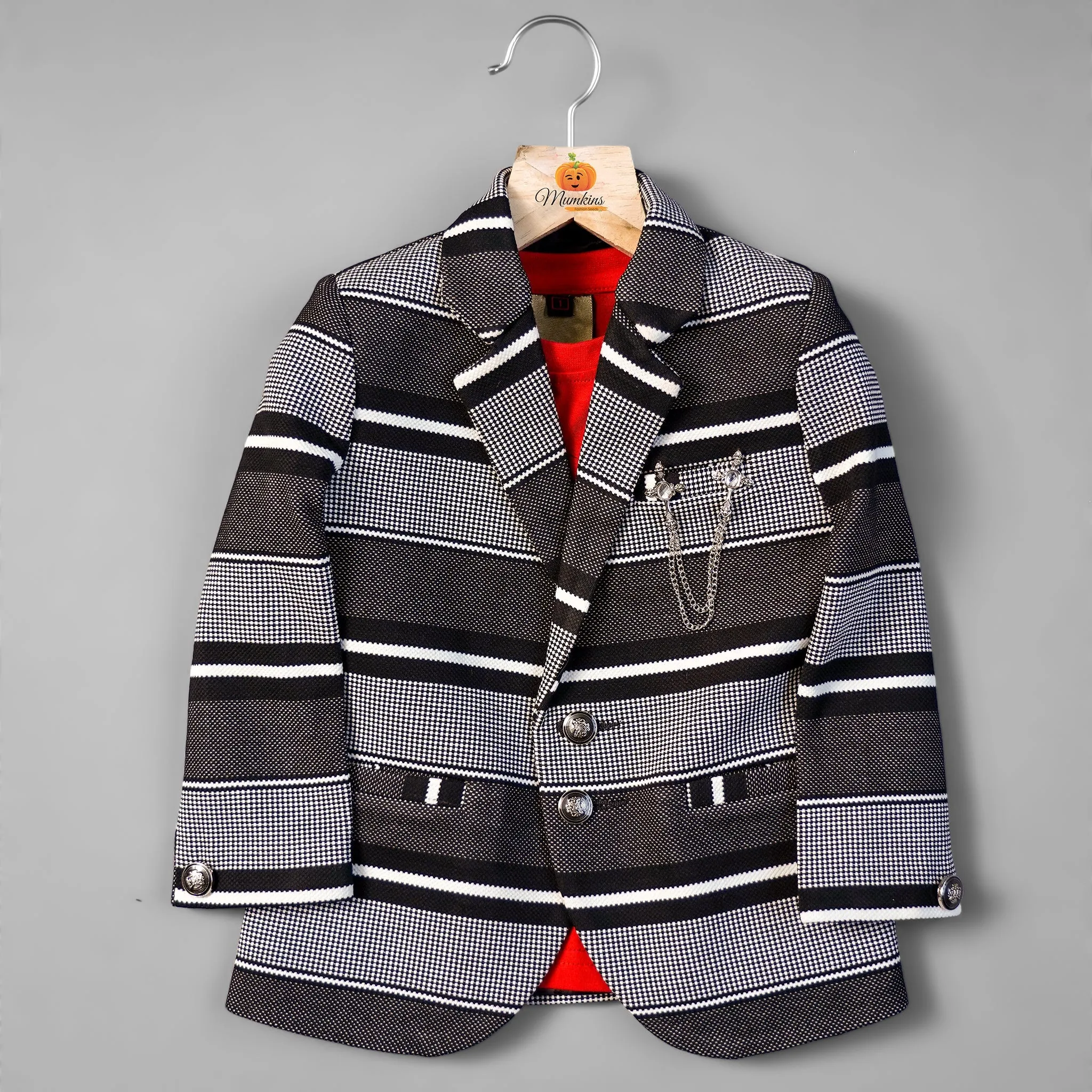 Striped Party Wear Blazer For Boys