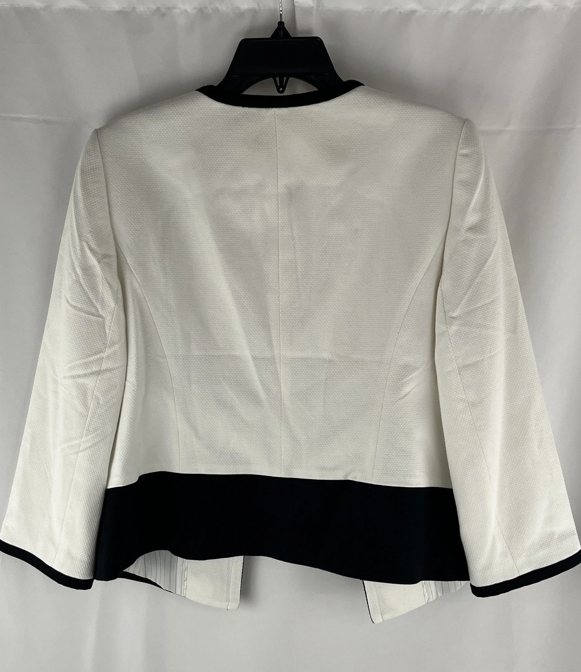 Talbot's Women's White Black Trimmed Formal Jacket Blazer Size 14P NWT